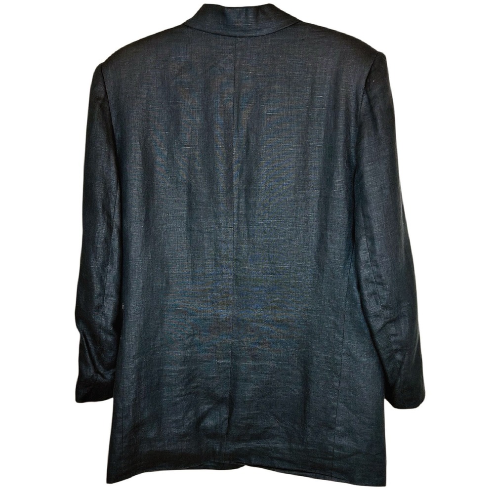 Casual Corner Linen Blazer Sz 10 Medium Black Relaxed Fit Lined Vintage 90s Y2K - Picture 2 of 5